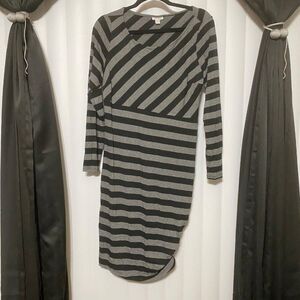 A pea in a pod maternity black/grey striped long sleeve dress style blouse